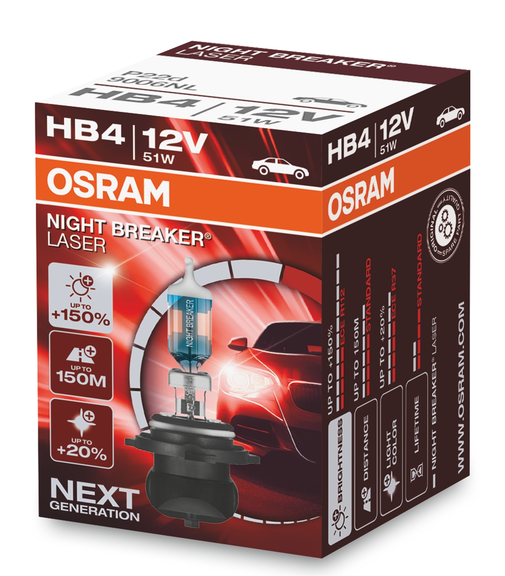 4d541a51-62a3-11ea-a250-04d9f508137a Автолампа H4 60 55W+150% (64193NL) 1 шт. Night Breaker Laser